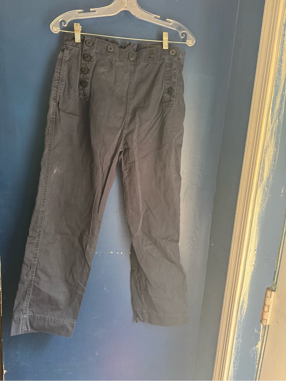 J. Crew Black Straight-Leg Button-Front Pants